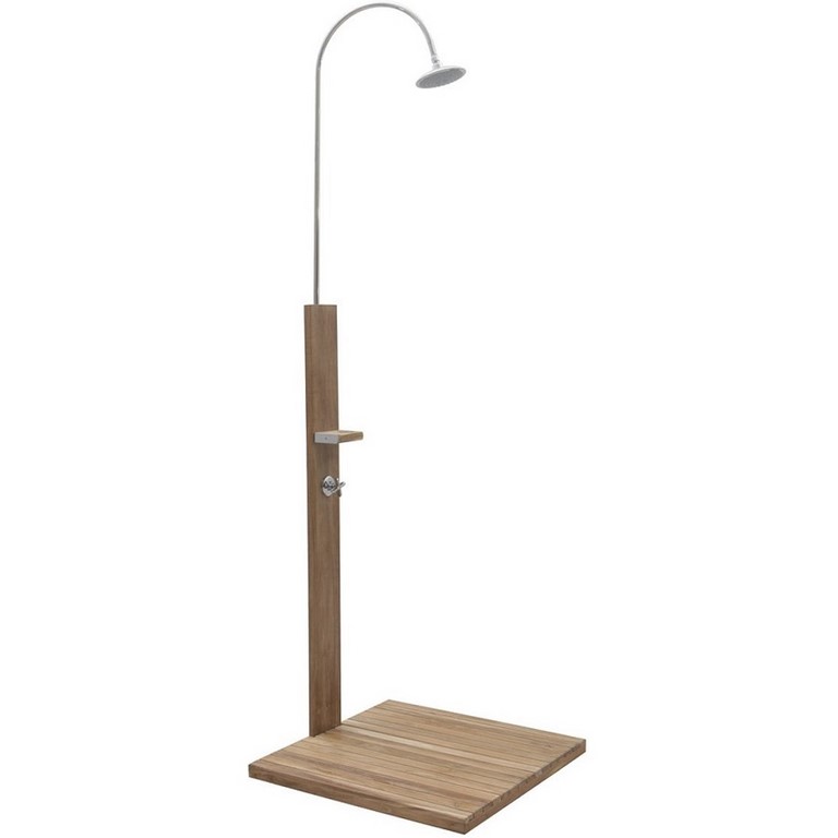Doccia in acciaio inox e teak Helix