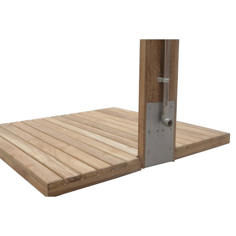 Doccia in acciaio inox e teak Helix