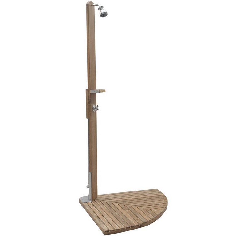 Doccia in acciaio inox e teak Air