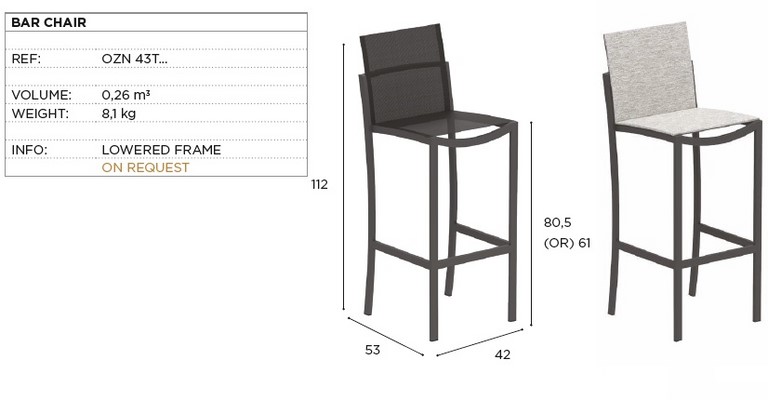 Sgabello bar o-Zon 43 Royal Botania